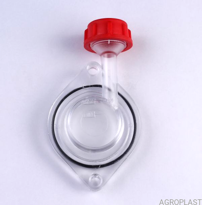 Oil level indicator with a filling valve