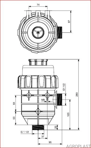 Filtru de aspirare cu supapă de închidere