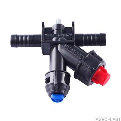 Nozzle holder with diaphragm cut-off valve (RAU-system, double hose connector)