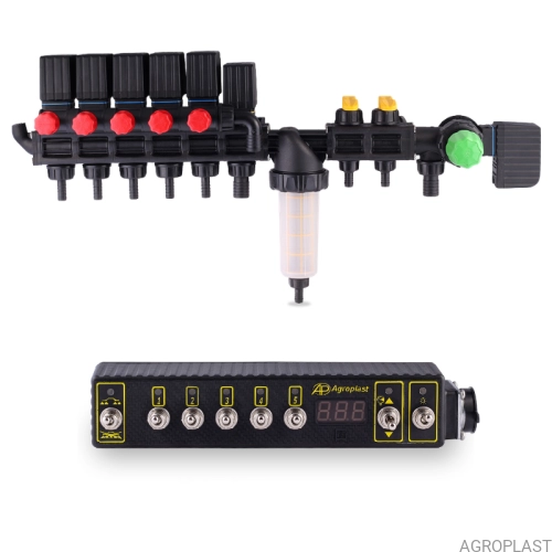 Szekcionális HD elosztó (5+2) elektromos szelepekkel + 5-szekciós vezérlő