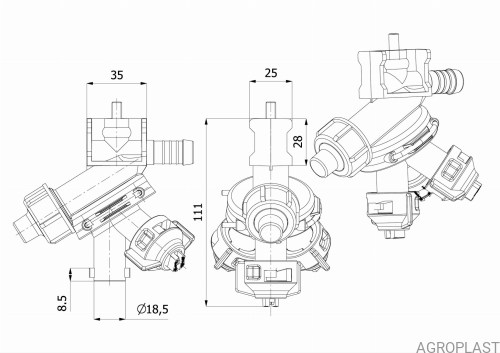 Głowica AP0-100/G08/P PRO (Standard Arag) mocowanie
