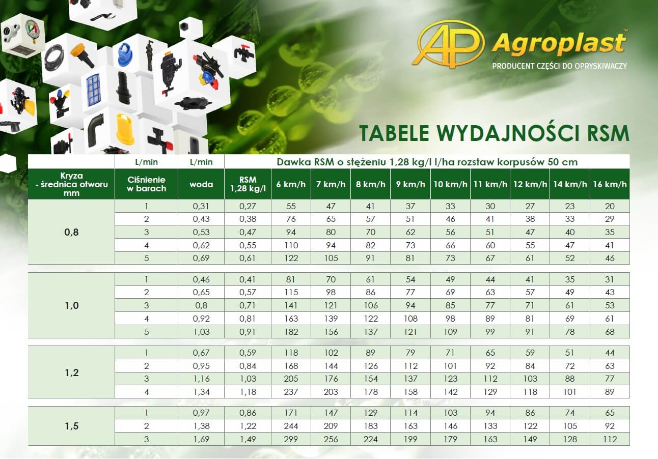 Tabela wydajności RSM